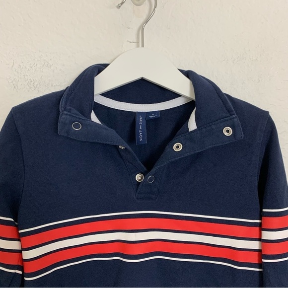 Janie And Jack Polo Rugby Stripe Long Sleeve Shirt Boys Size 5 Navy Blue - Picture 3 of 11